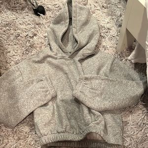 Zara cropped grey hoodie